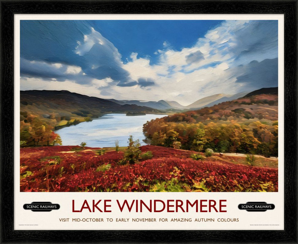 Vintage travel poster- Lake Windermere, Cumbria - Scenic Railways
