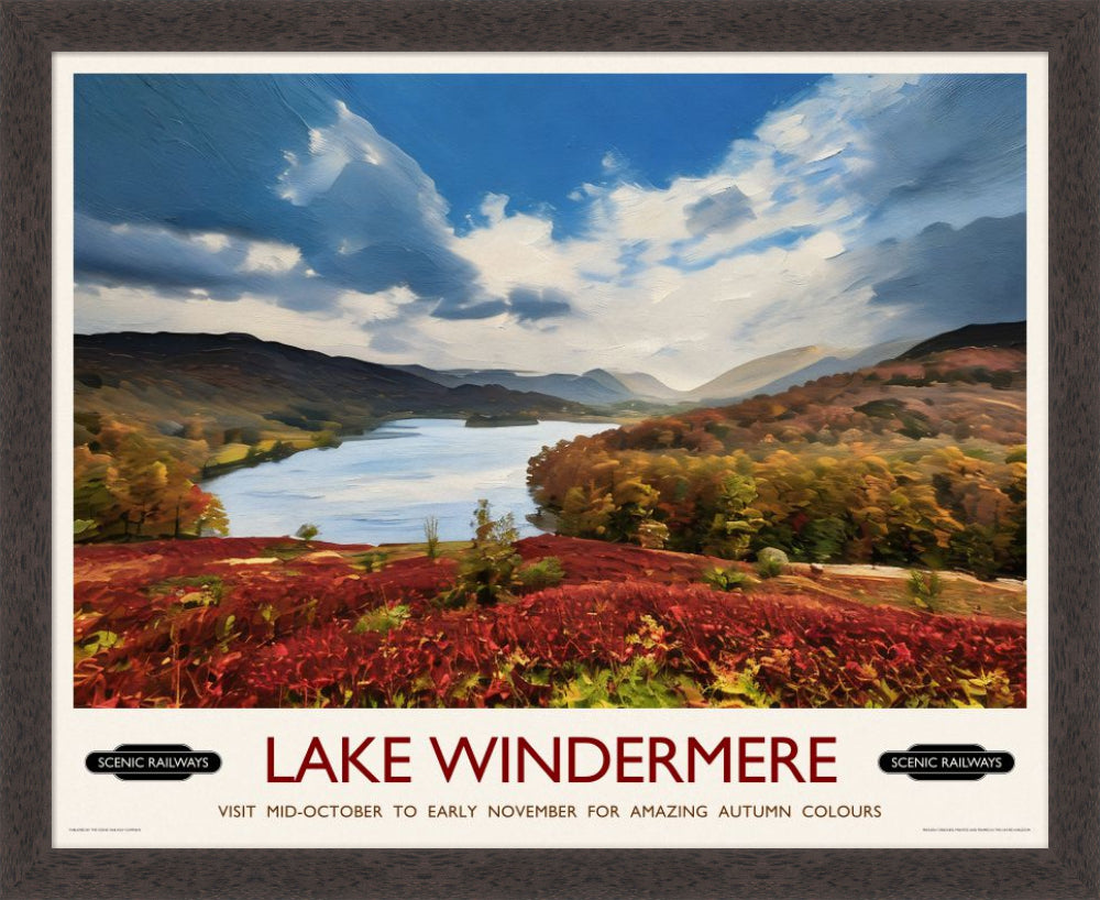 Vintage travel poster- Lake Windermere, Cumbria - Scenic Railways