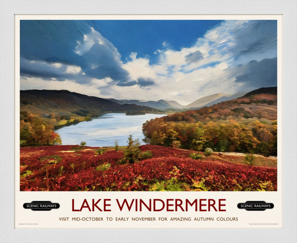 Vintage travel poster- Lake Windermere, Cumbria - Scenic Railways