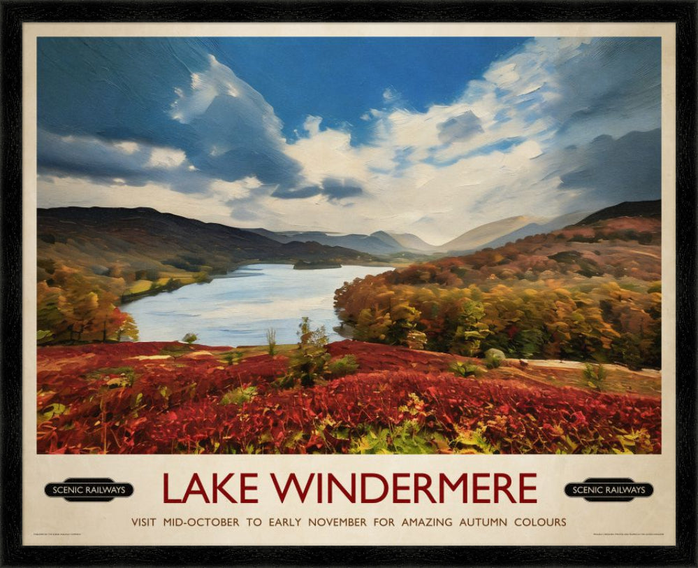 Vintage travel poster- Lake Windermere, Cumbria - Scenic Railways