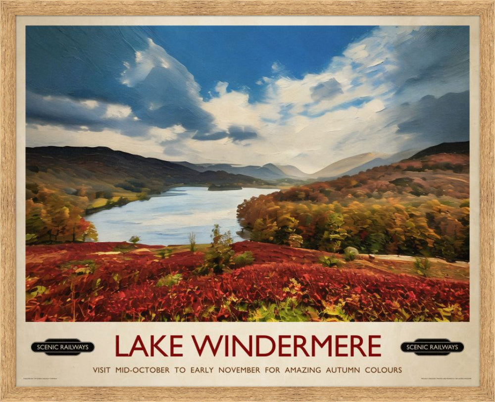 Vintage travel poster- Lake Windermere, Cumbria - Scenic Railways
