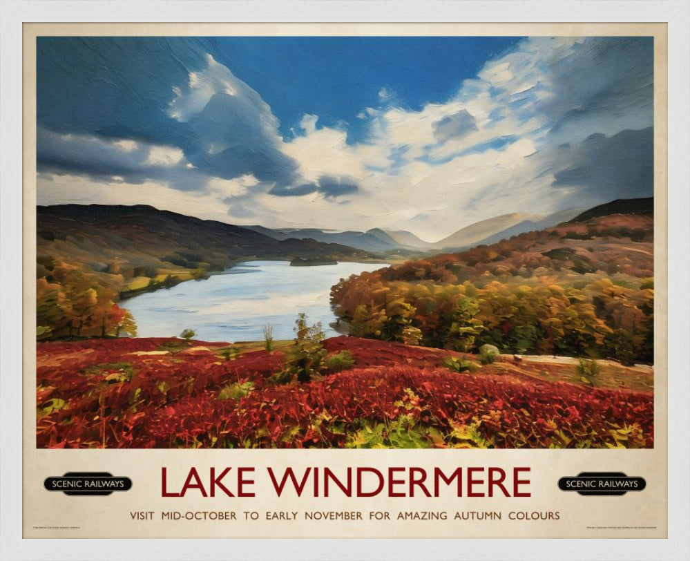 Vintage travel poster- Lake Windermere, Cumbria - Scenic Railways