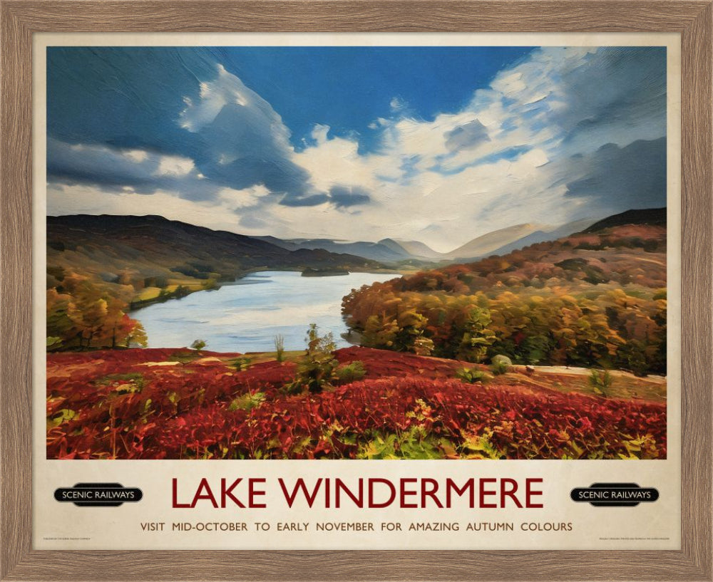 Vintage travel poster- Lake Windermere, Cumbria - Scenic Railways