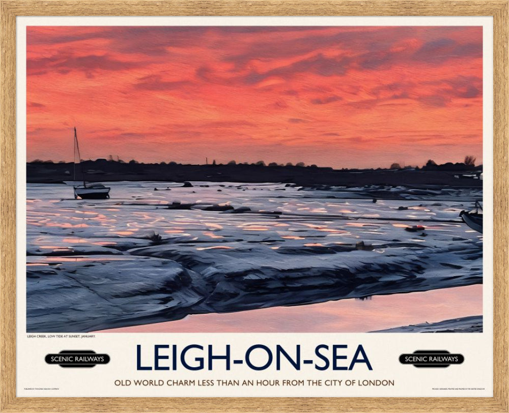 Vintage travel poster- Leigh-on-Sea, Essex - Scenic Railways