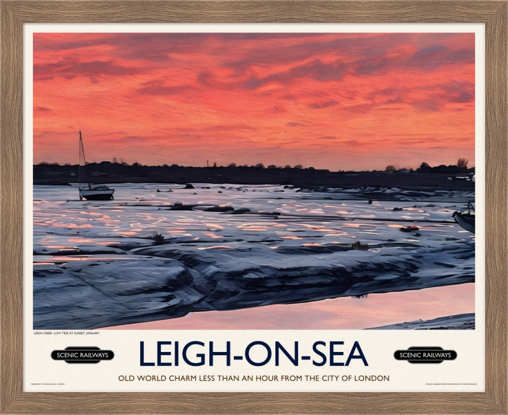 Vintage travel poster- Leigh-on-Sea, Essex - Scenic Railways