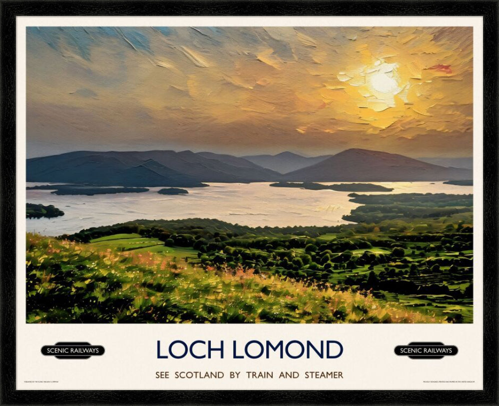 Vintage travel poster- Loch Lomond, Scotland - Scenic Railways