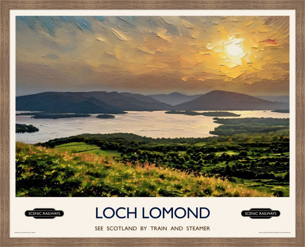 Vintage travel poster- Loch Lomond, Scotland - Scenic Railways