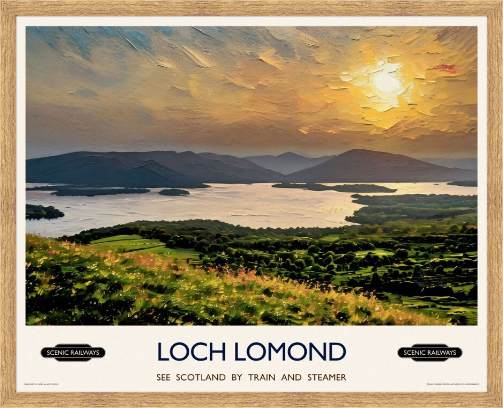 Vintage travel poster- Loch Lomond, Scotland - Scenic Railways