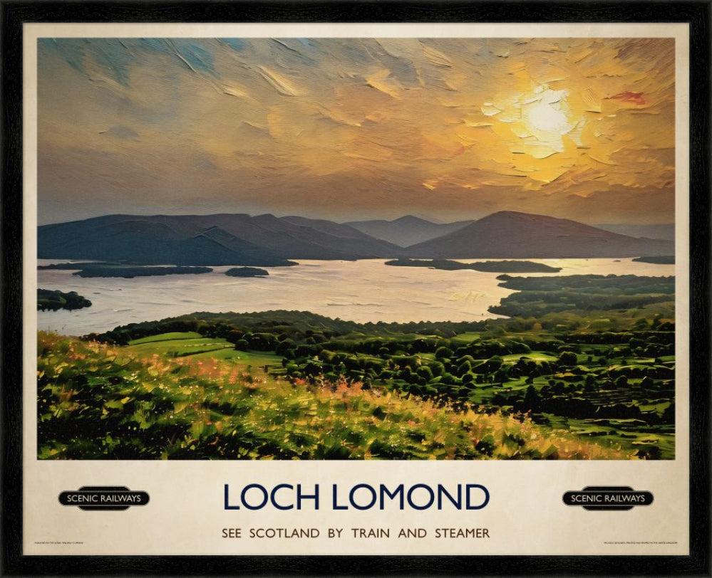 Vintage travel poster- Loch Lomond, Scotland - Scenic Railways