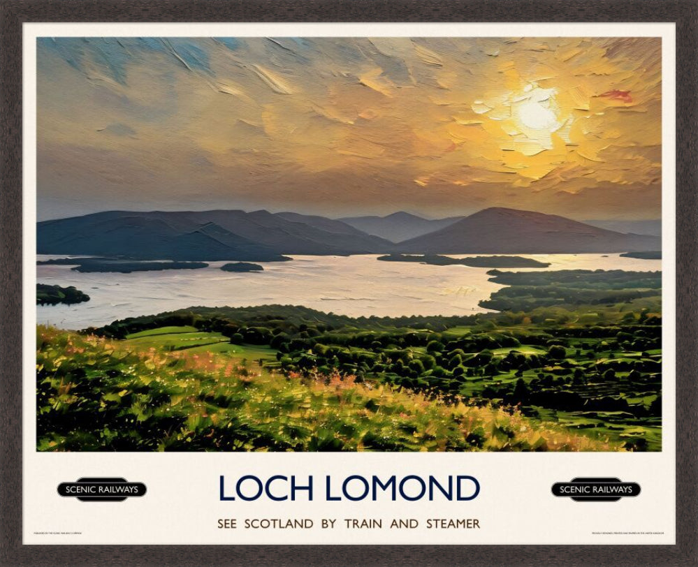 Vintage travel poster- Loch Lomond, Scotland - Scenic Railways