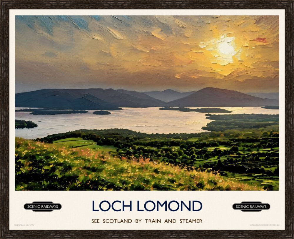 Vintage travel poster- Loch Lomond, Scotland - Scenic Railways