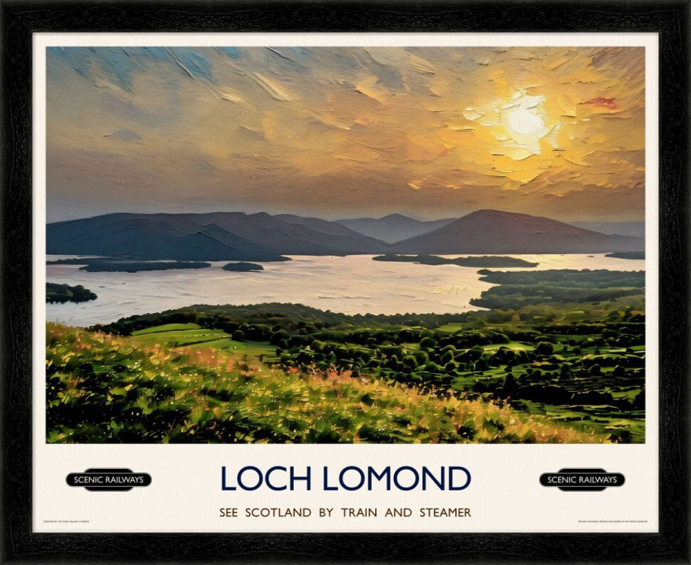 Vintage travel poster- Loch Lomond, Scotland - Scenic Railways