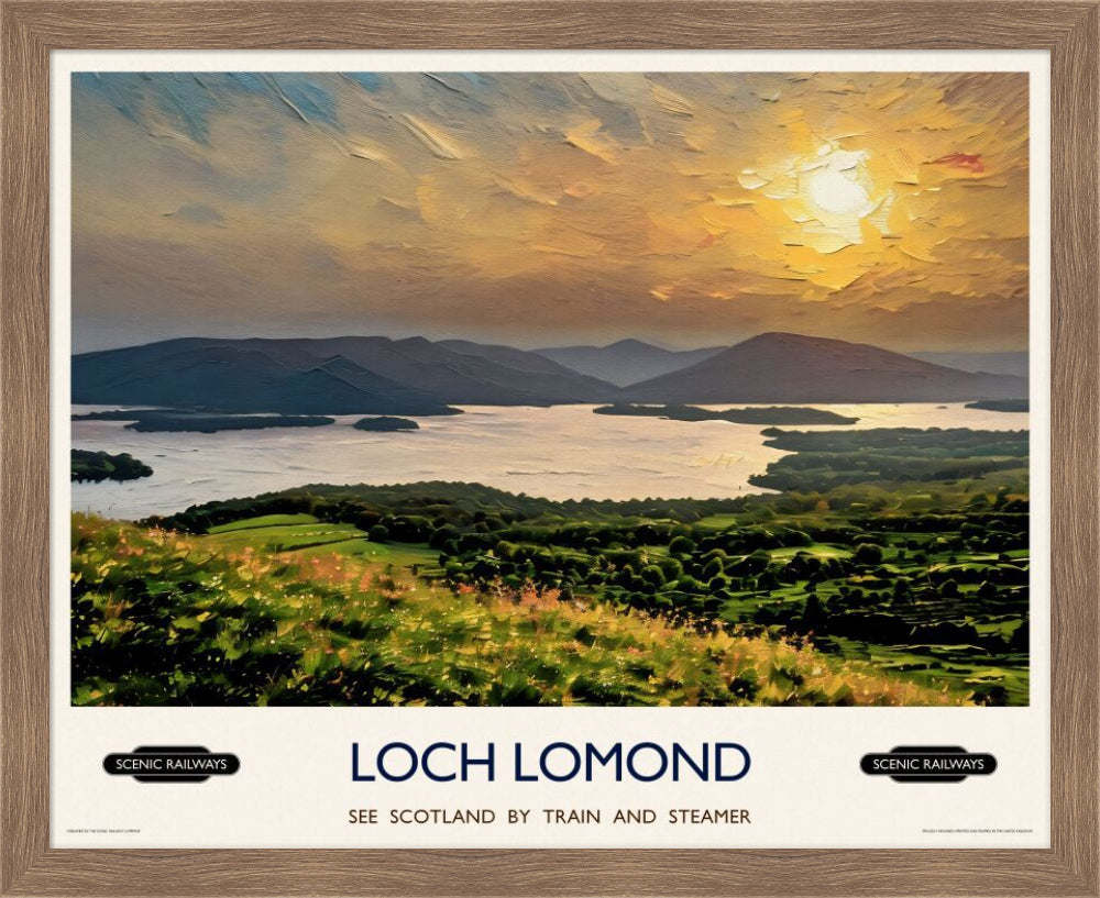 Vintage travel poster- Loch Lomond, Scotland - Scenic Railways