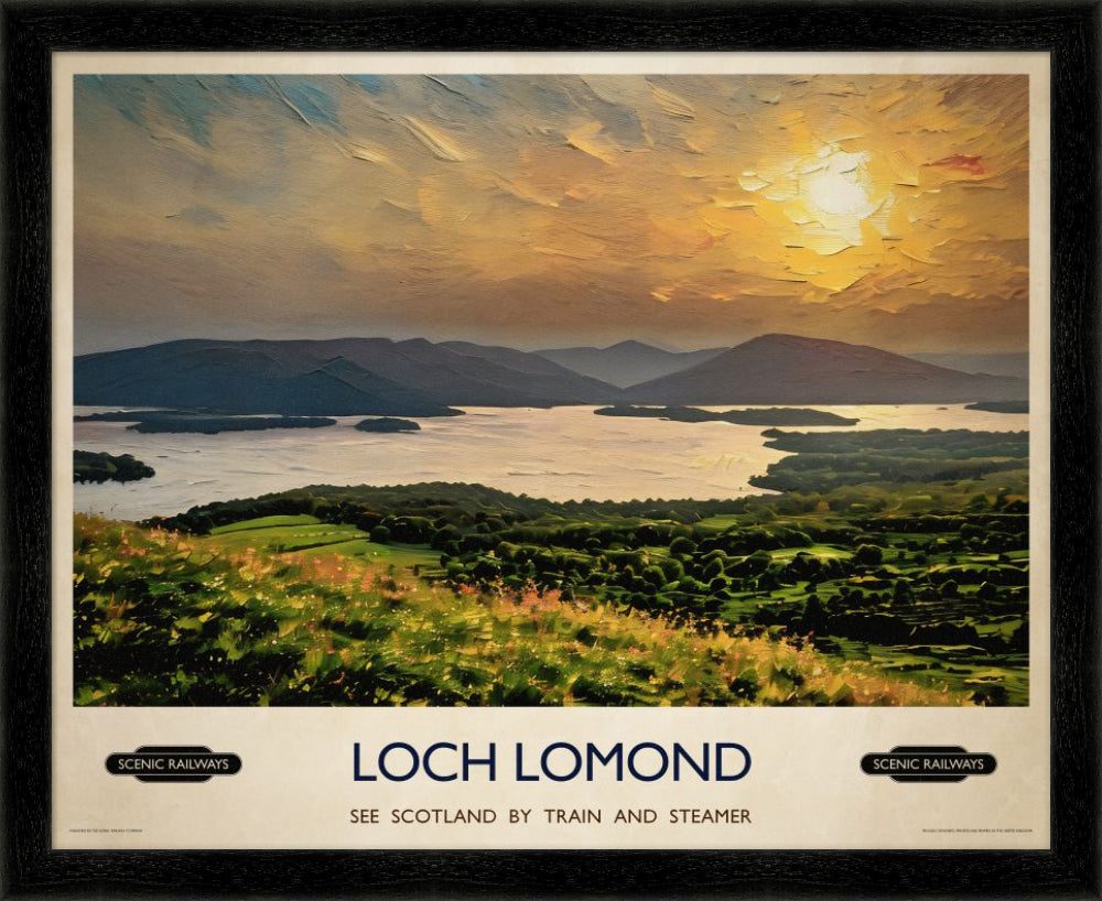 Vintage travel poster- Loch Lomond, Scotland - Scenic Railways