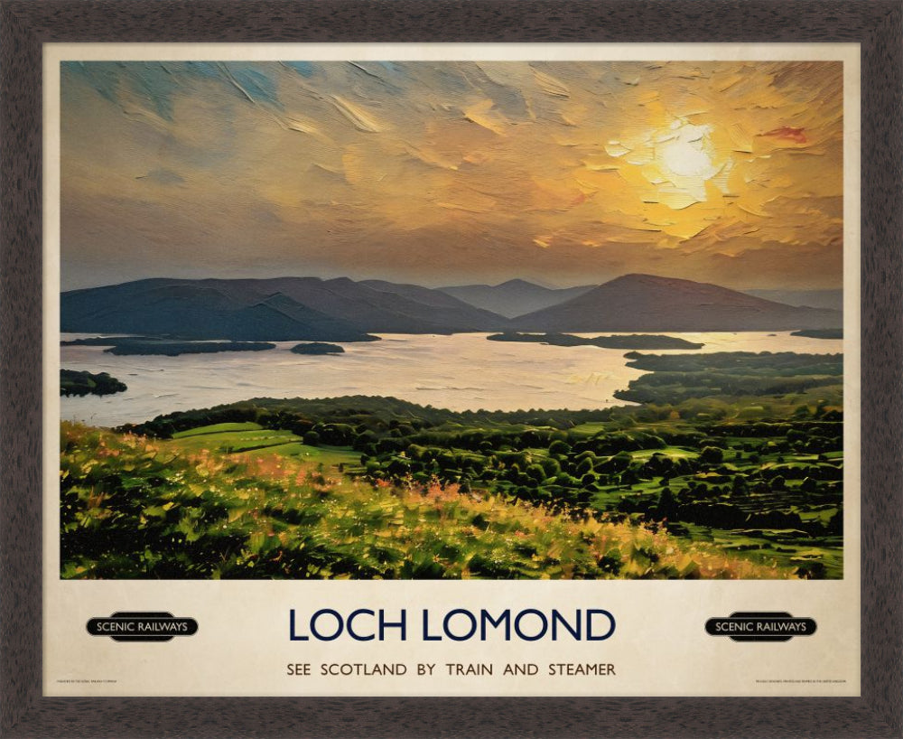 Vintage travel poster- Loch Lomond, Scotland - Scenic Railways