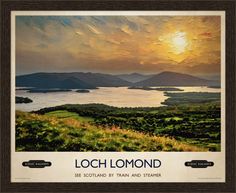 Vintage travel poster- Loch Lomond, Scotland - Scenic Railways