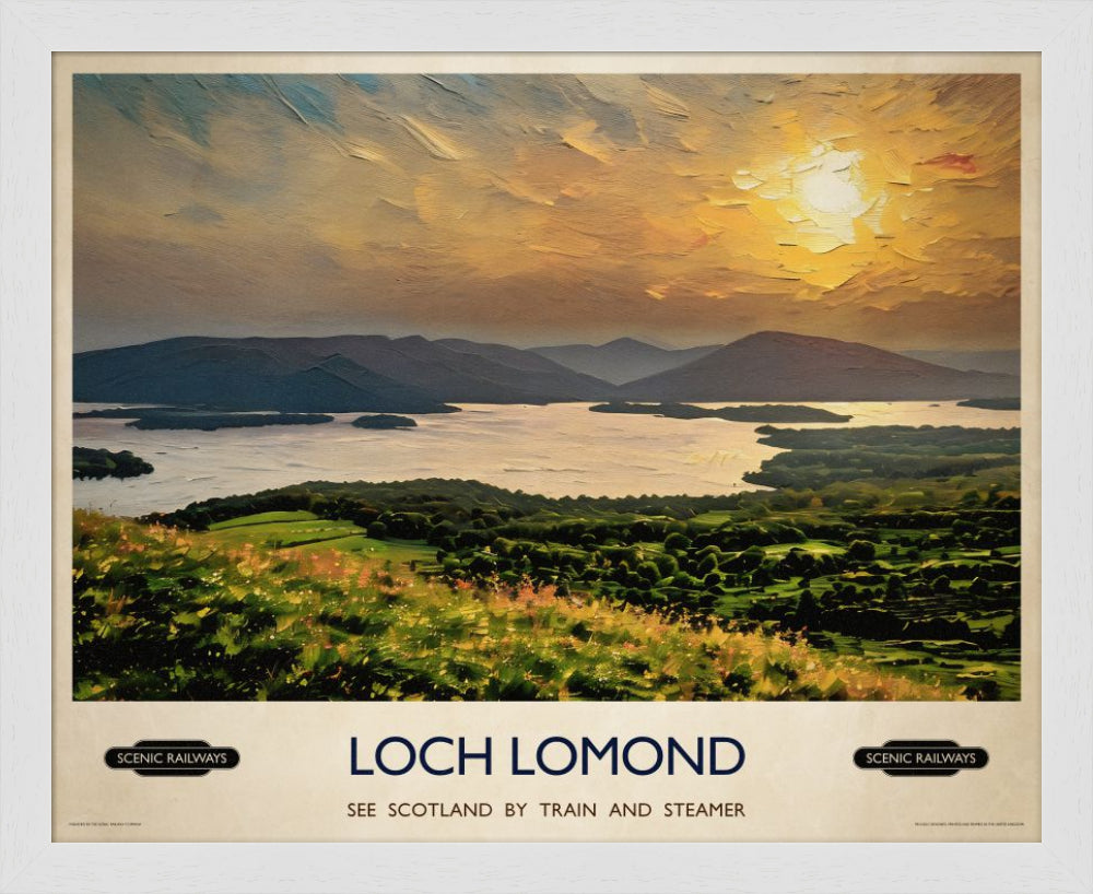 Vintage travel poster- Loch Lomond, Scotland - Scenic Railways