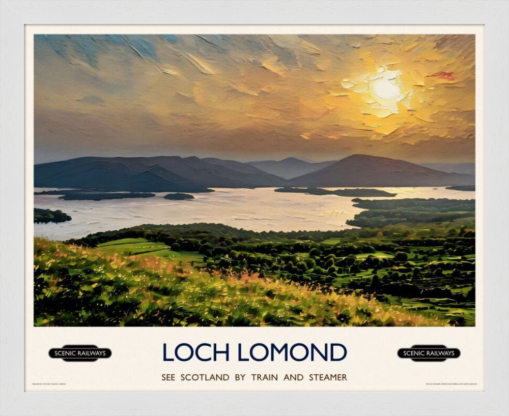 Vintage travel poster- Loch Lomond, Scotland - Scenic Railways