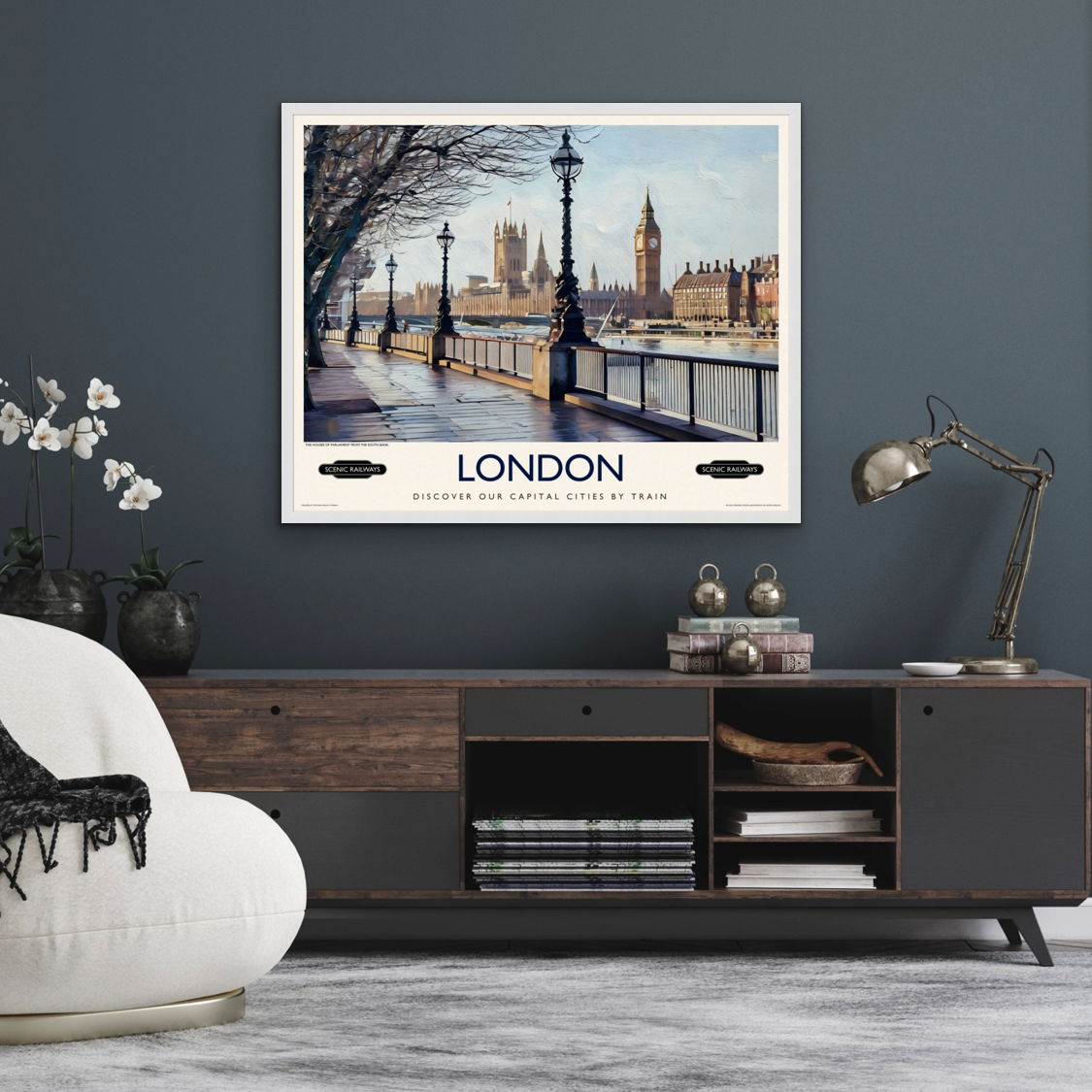 London, The Houses of Parliament from the South Bank