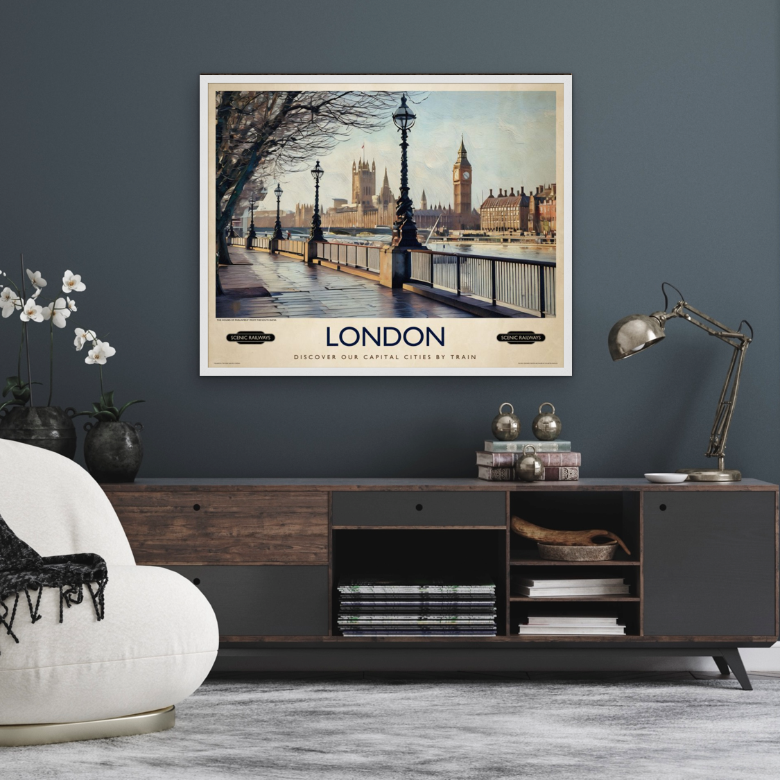 London, The Houses of Parliament from the South Bank