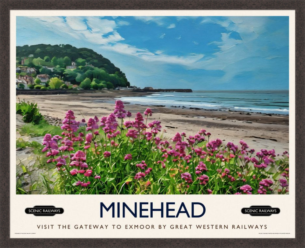 Vintage travel poster- Minehead, Somerset - Scenic Railways