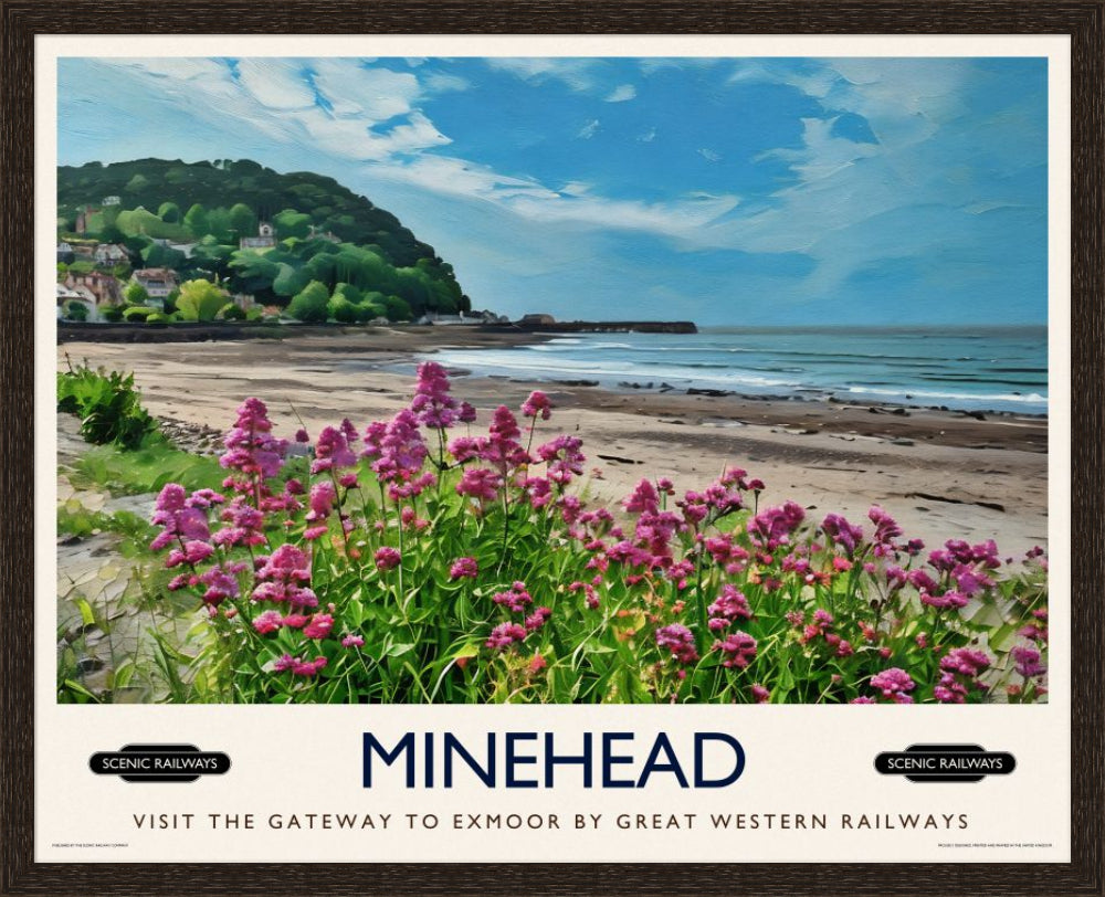 Vintage travel poster- Minehead, Somerset - Scenic Railways
