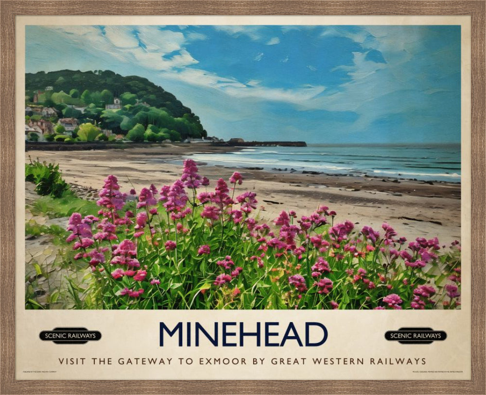 Vintage travel poster- Minehead, Somerset - Scenic Railways