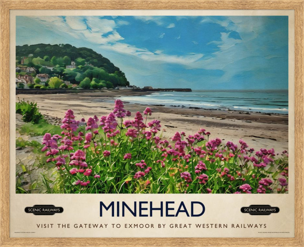 Vintage travel poster- Minehead, Somerset - Scenic Railways