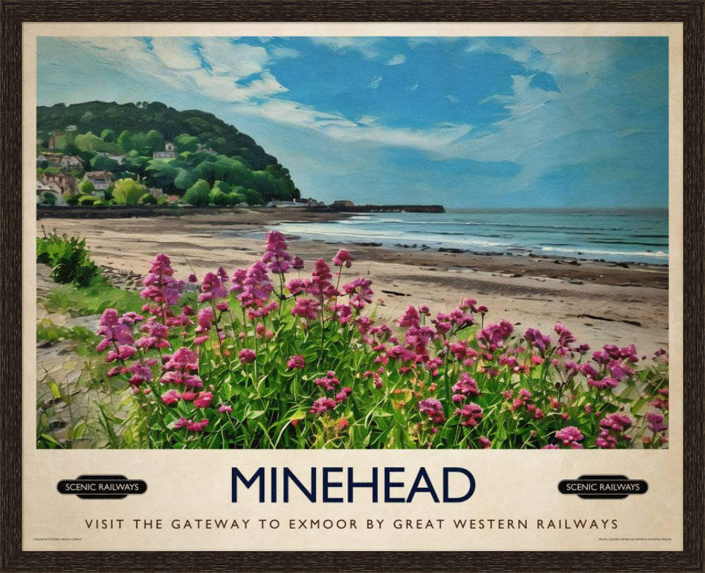 Vintage travel poster- Minehead, Somerset - Scenic Railways