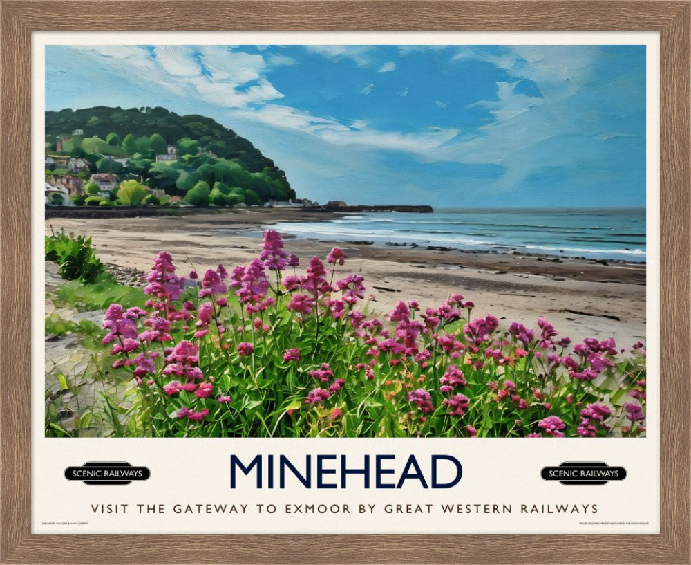 Vintage travel poster- Minehead, Somerset - Scenic Railways