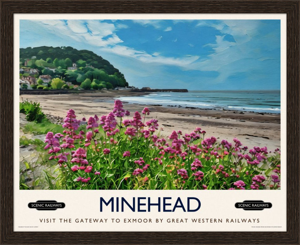 Vintage travel poster- Minehead, Somerset - Scenic Railways