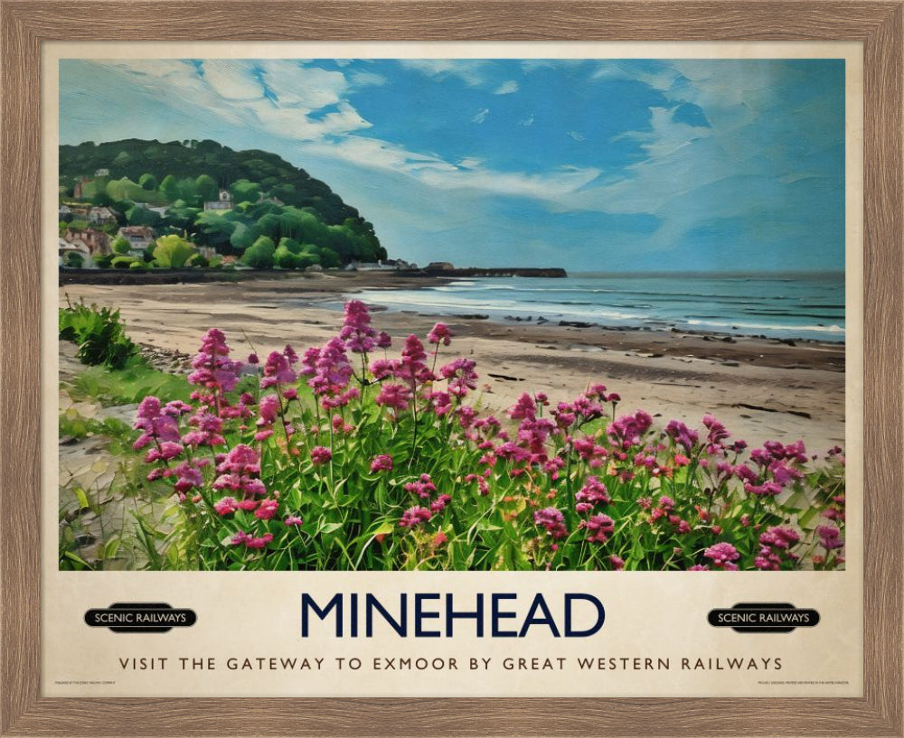 Vintage travel poster- Minehead, Somerset - Scenic Railways