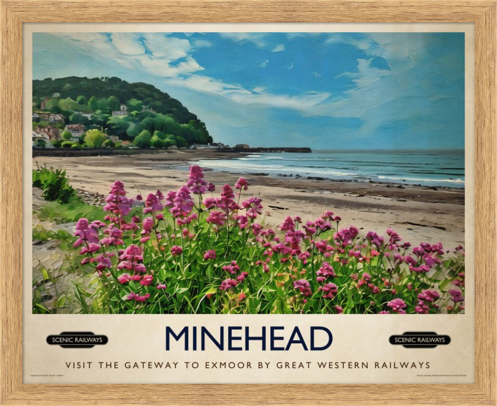 Vintage travel poster- Minehead, Somerset - Scenic Railways