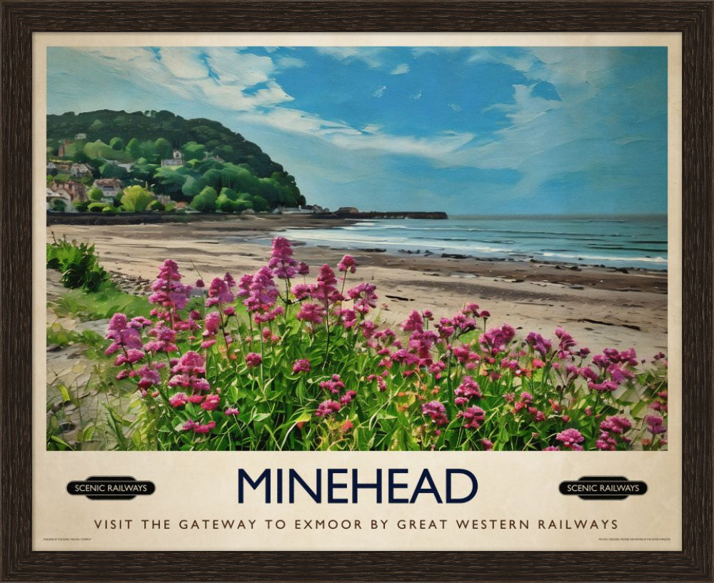 Vintage travel poster- Minehead, Somerset - Scenic Railways