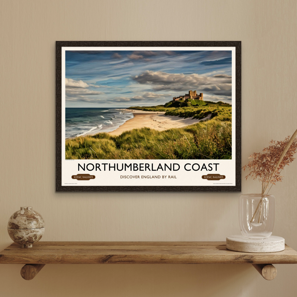Vintage travel poster- Northumberland Coast - Scenic Railways