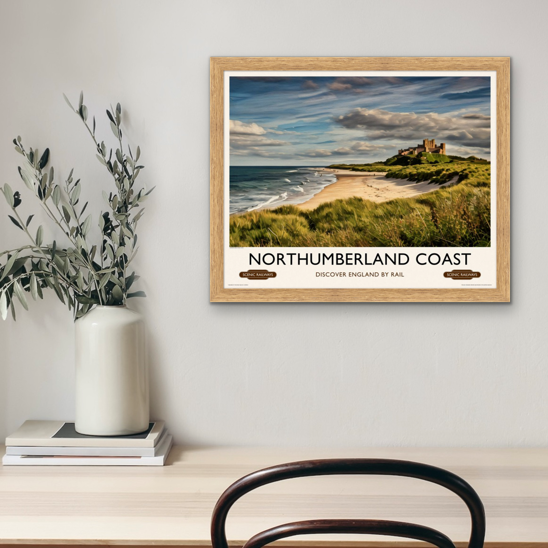 Vintage travel poster- Northumberland Coast - Scenic Railways