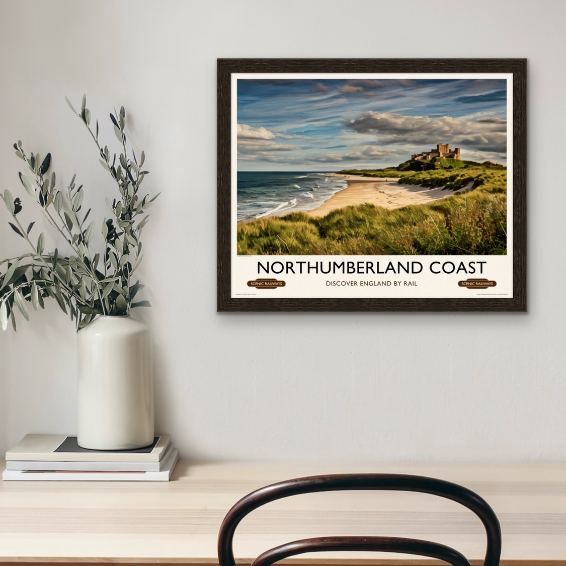 Vintage travel poster- Northumberland Coast - Scenic Railways