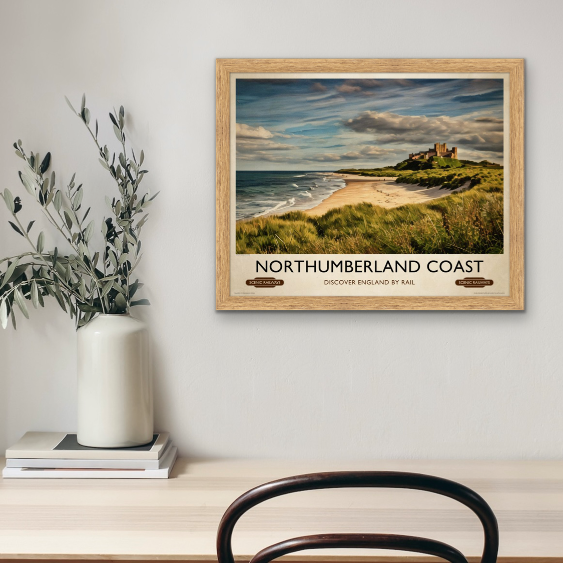 Vintage travel poster- Northumberland Coast - Scenic Railways