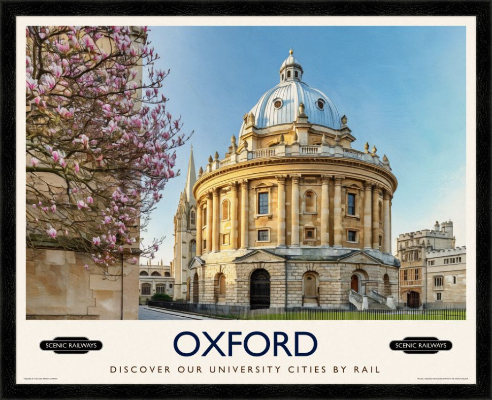 Vintage travel poster- Oxford, The Radcliffe Camera in Spring - Scenic Railways