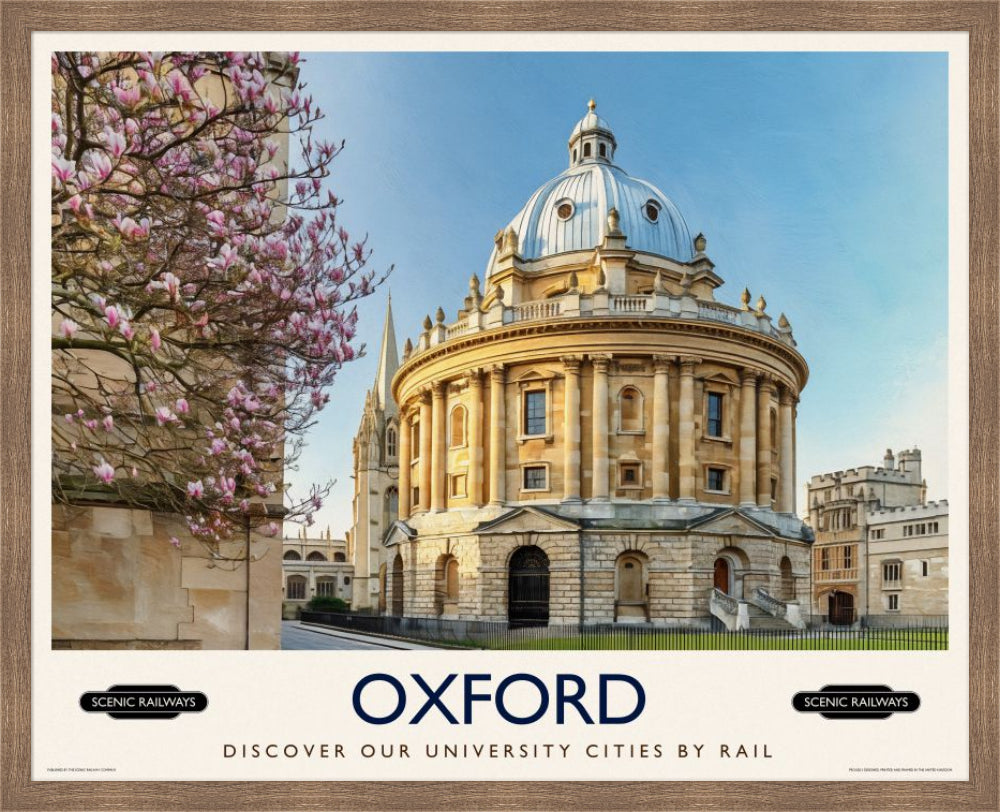Vintage travel poster- Oxford, The Radcliffe Camera in Spring - Scenic Railways