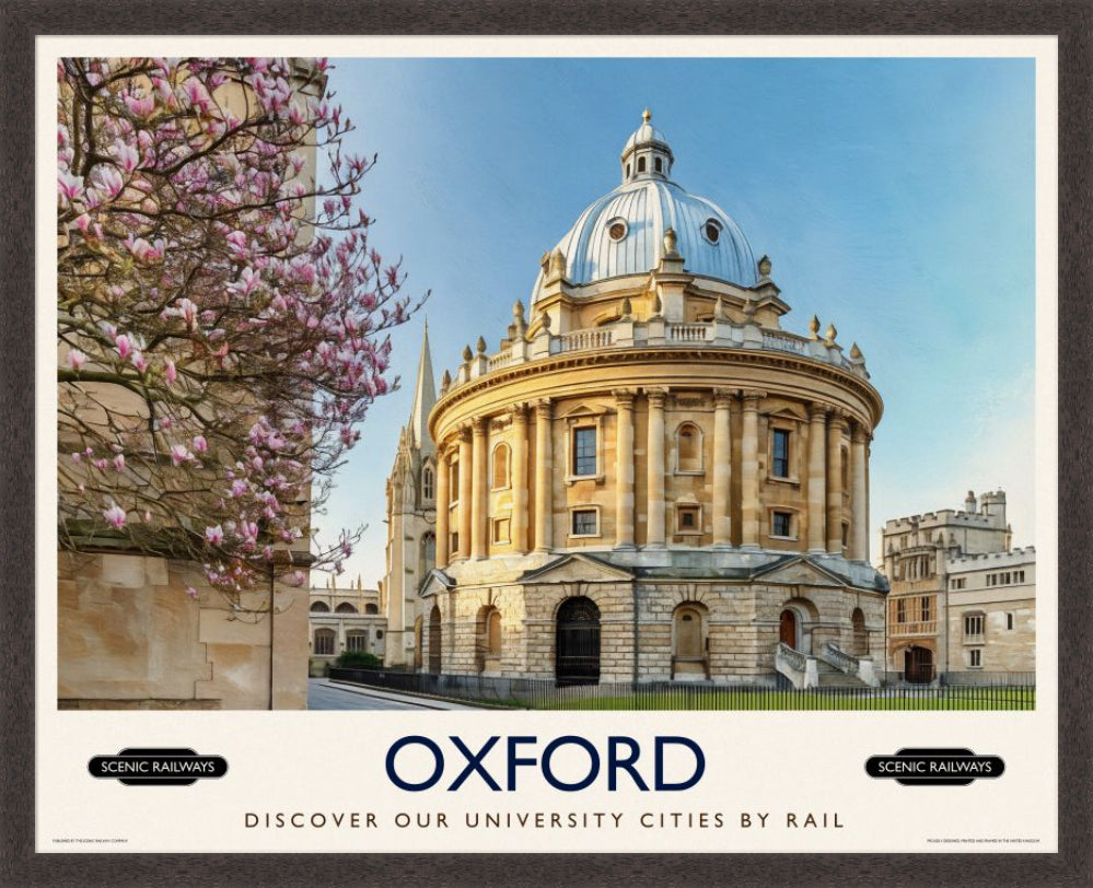 Vintage travel poster- Oxford, The Radcliffe Camera in Spring - Scenic Railways