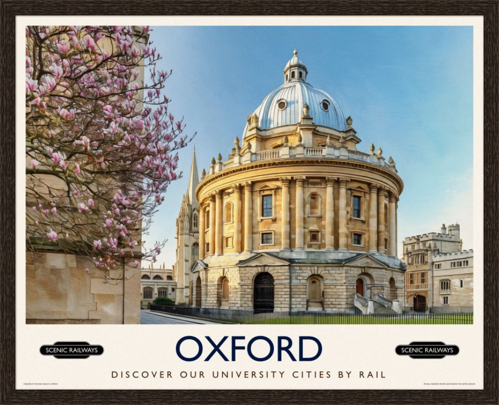 Vintage travel poster- Oxford, The Radcliffe Camera in Spring - Scenic Railways