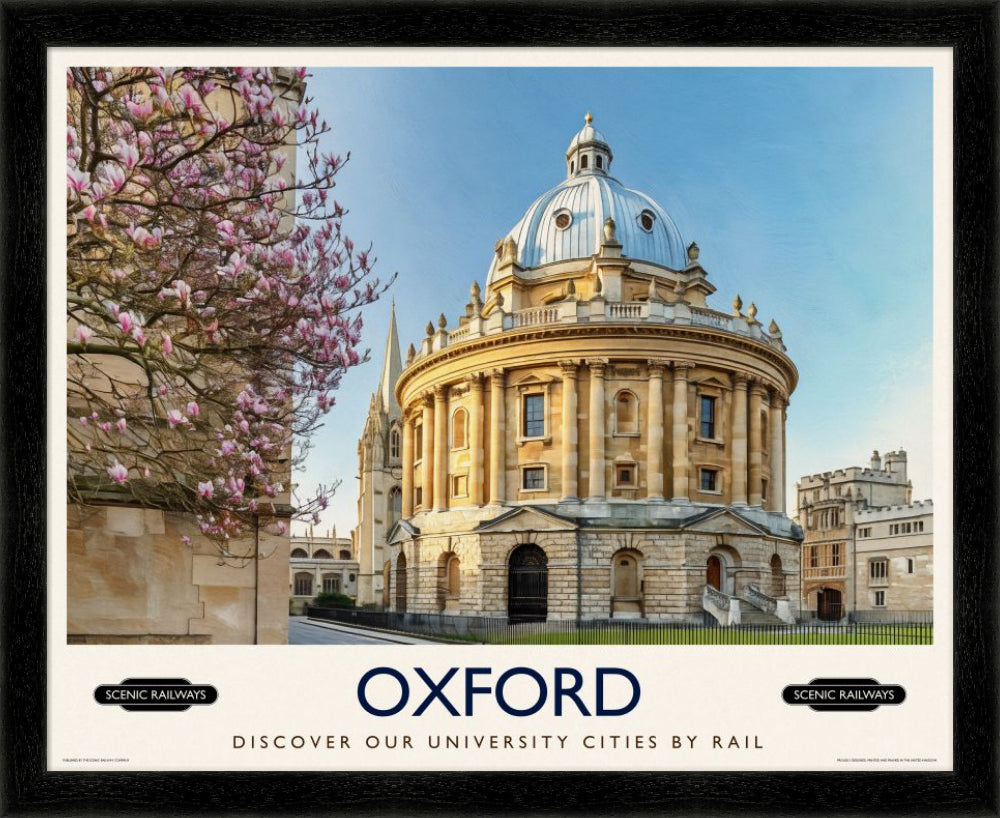 Vintage travel poster- Oxford, The Radcliffe Camera in Spring - Scenic Railways