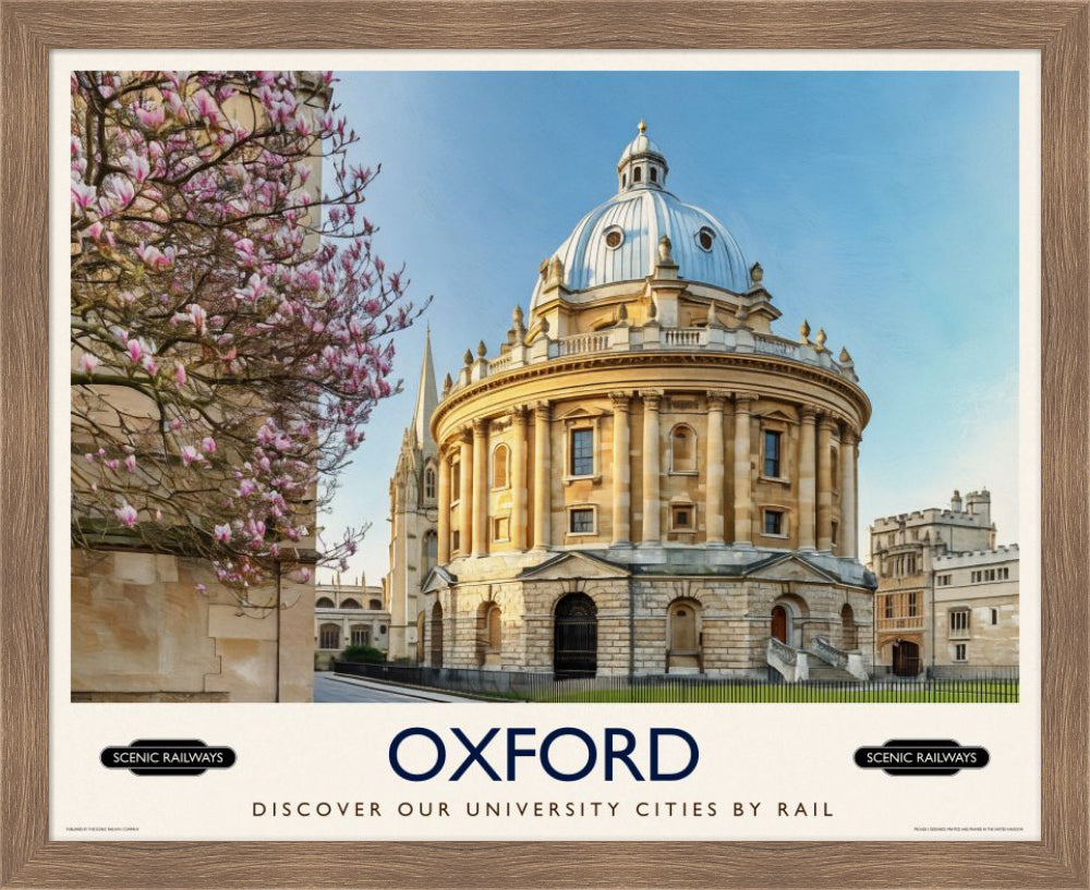 Vintage travel poster- Oxford, The Radcliffe Camera in Spring - Scenic Railways