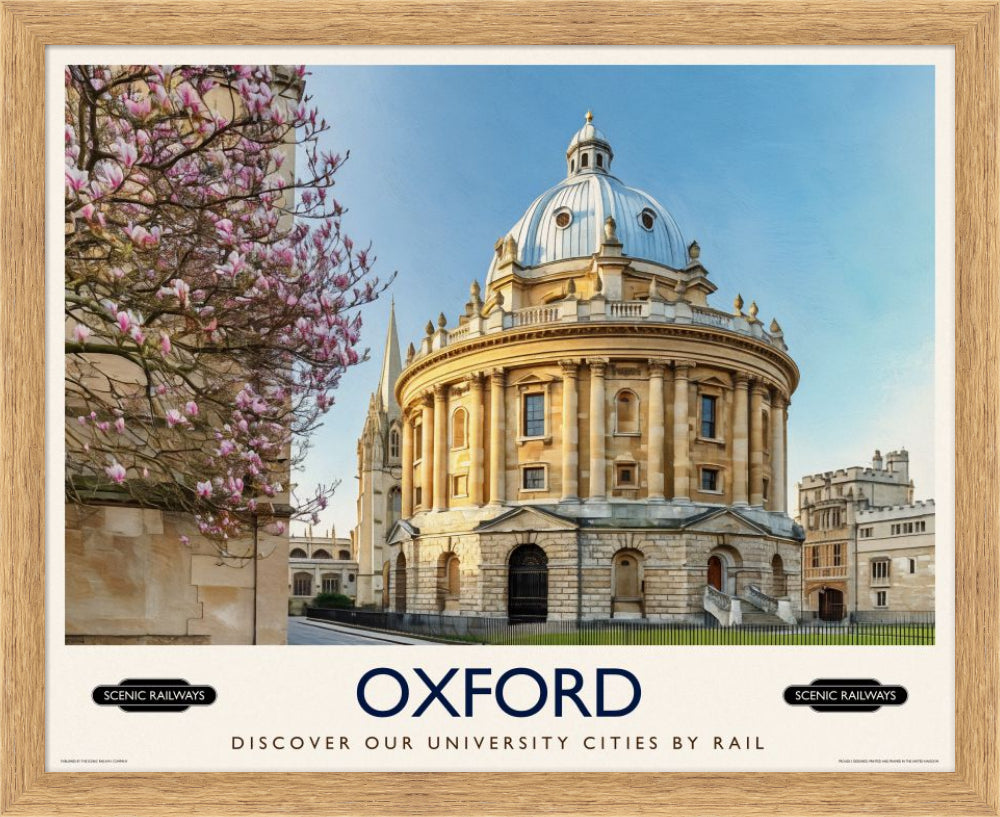 Vintage travel poster- Oxford, The Radcliffe Camera in Spring - Scenic Railways