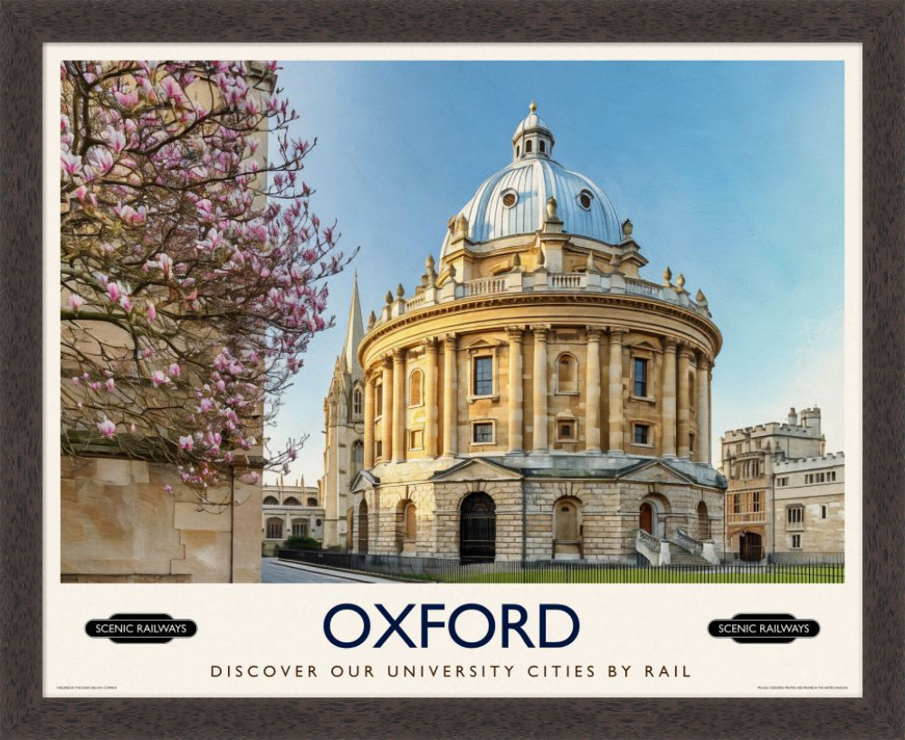 Vintage travel poster- Oxford, The Radcliffe Camera in Spring - Scenic Railways