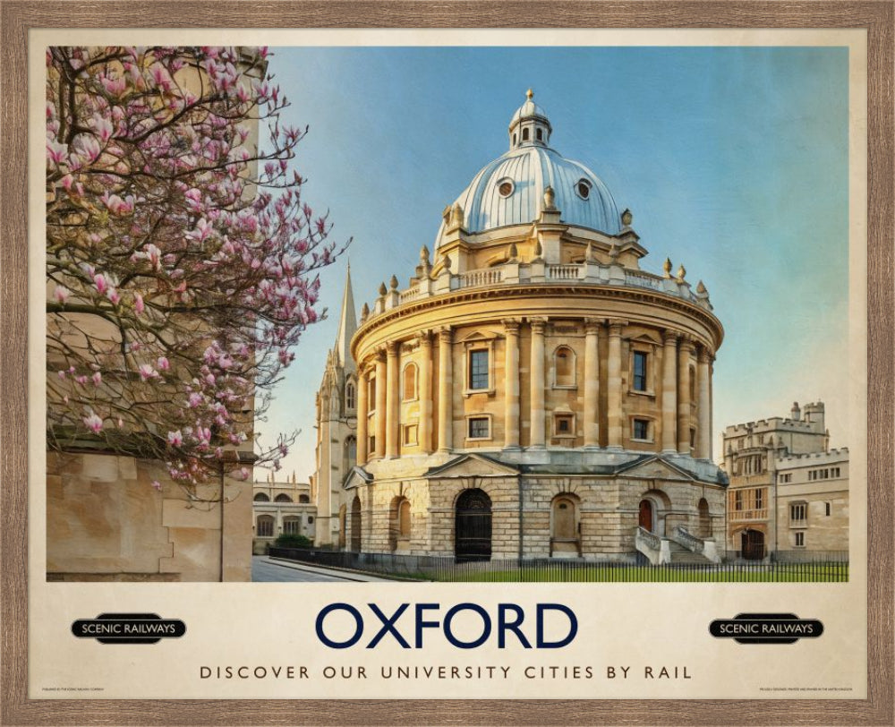 Vintage travel poster- Oxford, The Radcliffe Camera in Spring - Scenic Railways