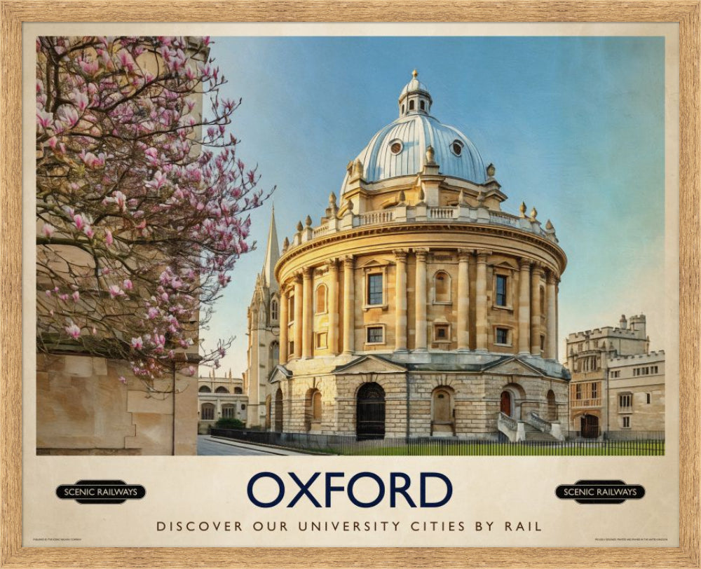 Vintage travel poster- Oxford, The Radcliffe Camera in Spring - Scenic Railways
