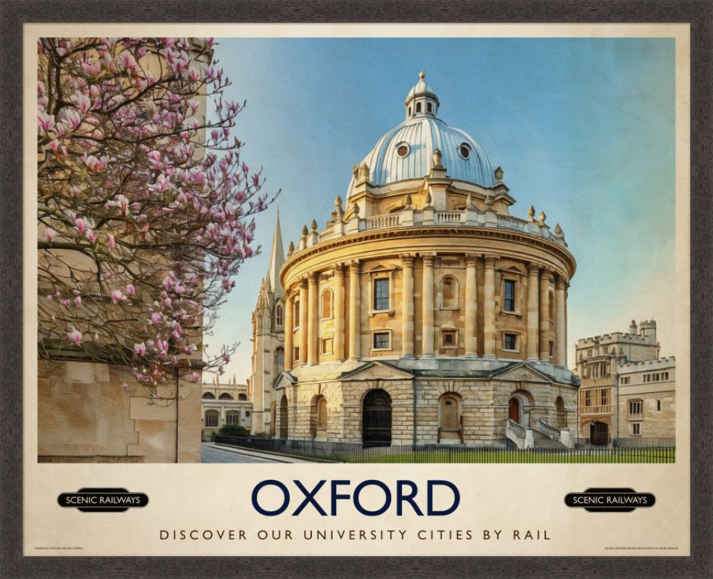 Vintage travel poster- Oxford, The Radcliffe Camera in Spring - Scenic Railways