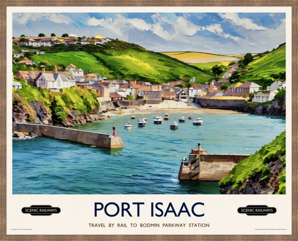 Vintage travel poster- Port Isaac, Cornwall - Scenic Railways